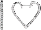 14K Gold Inside-Outside Heart Hoop Earrings - White Gold
