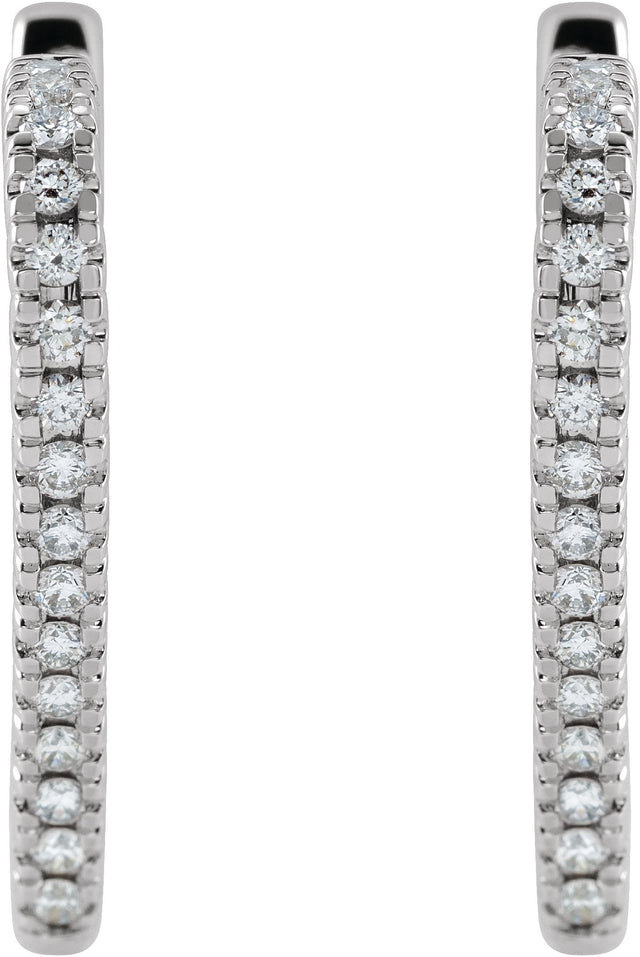 14K Gold Inside-Outside Heart Hoop Earrings - White Gold - view 3