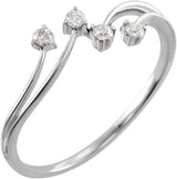 14K Gold Round Natural Diamond Bypass Ring – 1.8mm Stones - White Gold