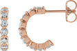 14K Gold Round Natural Diamond Accented Hoop Earrings – 2-3mm Stones - Rose Gold