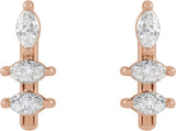 14K Gold Natural Diamond Marquise Bar Earrings - Rose Gold - view 2