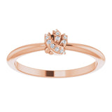 14K Gold Round Natural Diamond Accented Knot Ring II - Rose Gold - view 3