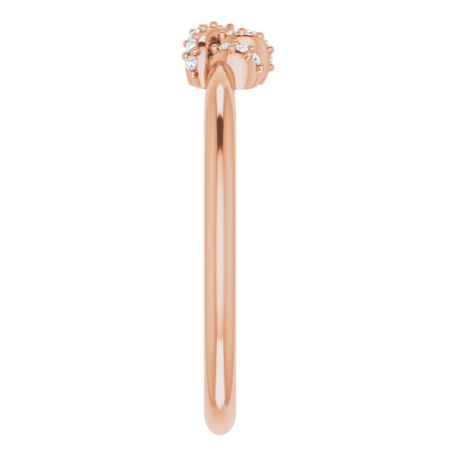 14K Gold Round Natural Diamond Accented Knot Ring II - Rose Gold - view 4