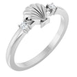 Platinum Round Natural Diamond Seashell Ring