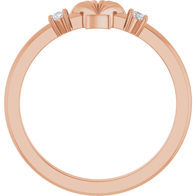 14K Gold Round Natural Diamond Seashell Ring - Rose Gold - view 2