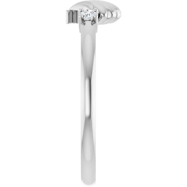 14K Gold Round Natural Diamond Seashell Ring - White Gold - view 4