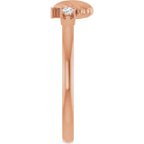 14K Gold Round Natural Diamond Seashell Ring - Rose Gold - view 4