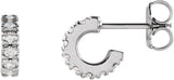 Platinum Round Natural Diamond French-Set Hoop Earrings