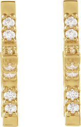 14K Gold Round Natural Diamond Star Hoop Earrings - Rose Gold - view 3