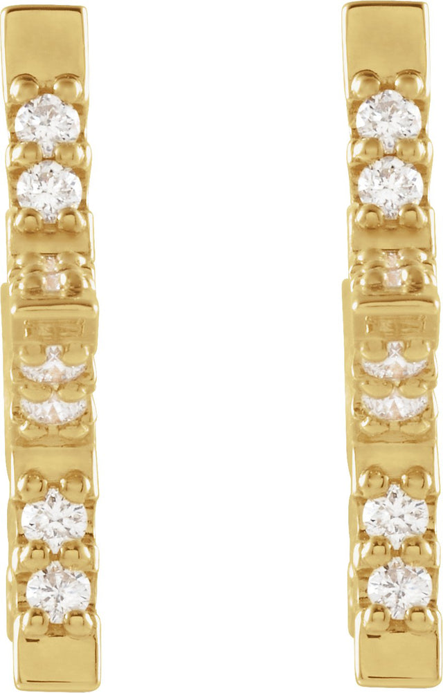 14K Gold Round Natural Diamond Star Hoop Earrings - Rose Gold - view 3