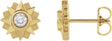14K Gold Round Natural Diamond Sun Earrings - Yellow Gold