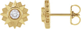 14K Gold Round Natural Diamond Sun Earrings - Yellow Gold