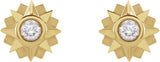 14K Gold Round Natural Diamond Sun Earrings - Yellow Gold - view 2