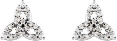 Platinum Round Natural Diamond Celtic-Inspired Trinity Earrings - view 2