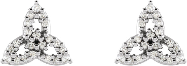 14K Gold Round Natural Diamond Celtic-Inspired Trinity Earrings - White Gold - view 2