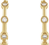 14K Gold Round Natural Diamond Bezel-Set Hoop Earrings – 2-2.5mm Stones - Yellow Gold - view 2