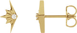 14K Gold Round Natural Diamond Accented Starburst Earrings - Yellow Gold