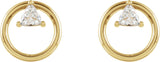 14K Gold Trillion Natural Diamond Geometric Earrings - Yellow Gold - view 2