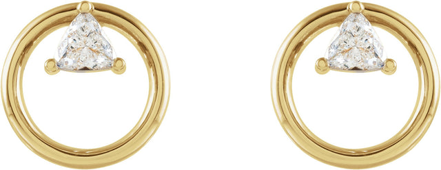 14K Gold Trillion Natural Diamond Geometric Earrings - Yellow Gold - view 2