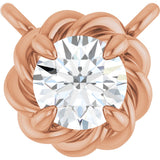 14K Gold Round Lab-Grown Diamond Claw-Prong Rope Necklace - Rose Gold