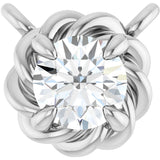 Platinum Round Lab-Grown Diamond Claw-Prong Rope Necklace