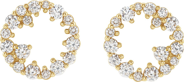 14K Gold Round Natural Diamond Accented Circle Earrings II - Yellow Gold - view 2