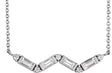 Platinum Straight Baguette Natural Diamond Accented Baguette Bar Necklace