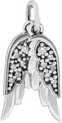 Platinum Accented Angel Wings Necklace or Pendant
