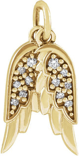 14K Gold Accented Angel Wings Necklace or Pendant - Yellow Gold