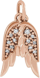 14K Gold Accented Angel Wings Necklace or Pendant - Rose Gold
