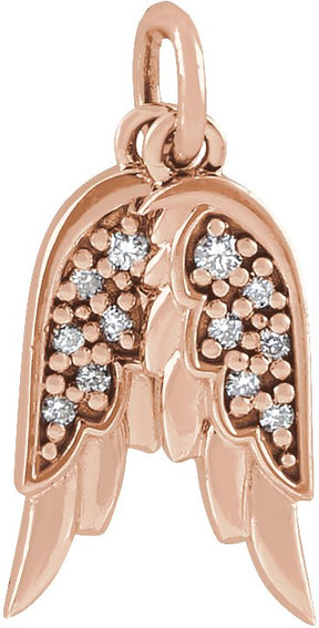 14K Gold Accented Angel Wings Necklace or Pendant - Rose Gold