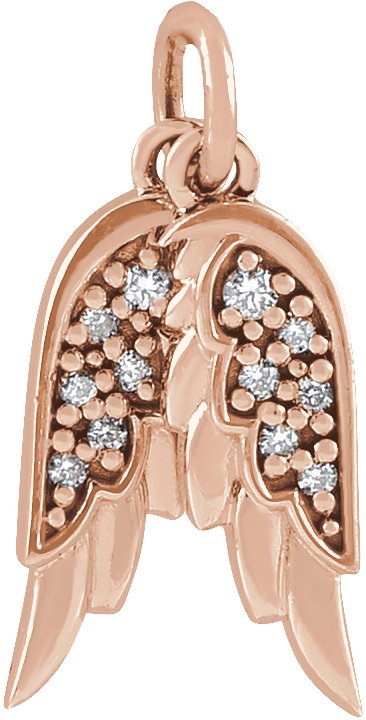 14K Gold Accented Angel Wings Necklace or Pendant - Rose Gold
