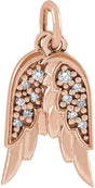 14K Gold Accented Angel Wings Necklace or Pendant - Rose Gold
