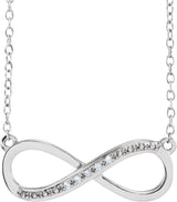 14K Gold Round Natural Diamond Infinity-Inspired Necklace - White Gold