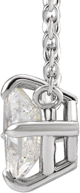 14K Gold Square Natural Diamond Solitaire Claw-Prong Necklace - White Gold - view 5