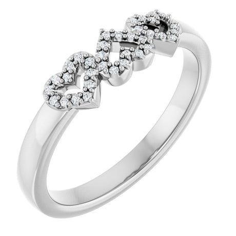 Platinum Round Natural Diamond Heart Ring – 0.8mm Stones