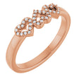 14K Gold Round Natural Diamond Heart Ring – 0.8mm Stones - Rose Gold