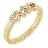 14K Gold Round Natural Diamond Heart Ring – 0.8mm Stones - Yellow Gold