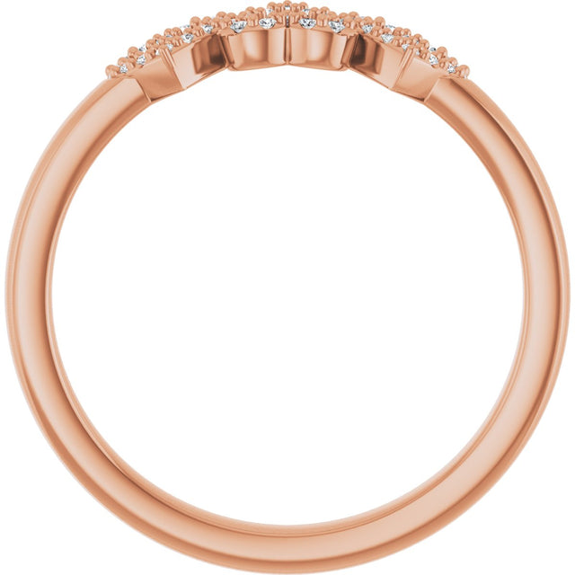 14K Gold Round Natural Diamond Heart Ring – 0.8mm Stones - Rose Gold - view 2