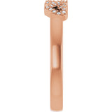 14K Gold Round Natural Diamond Heart Ring – 0.8mm Stones - Rose Gold - view 4