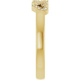 14K Gold Round Natural Diamond Heart Ring – 0.8mm Stones - Yellow Gold - view 4