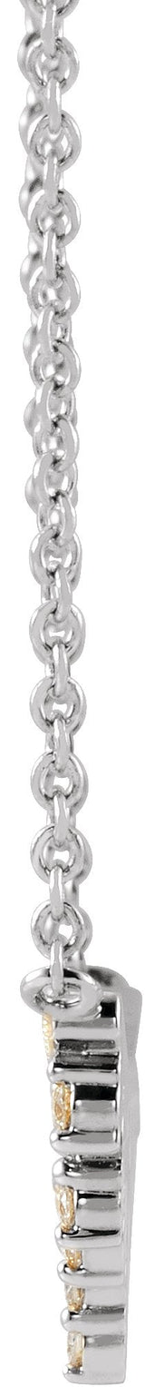Platinum Round Natural Diamond Accented Bar Necklace II - view 2