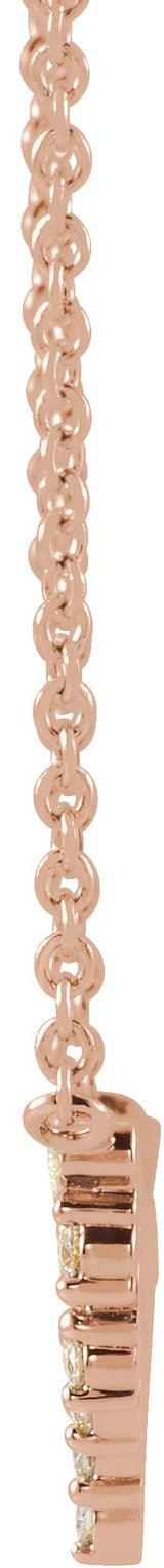 14K Gold Round Natural Diamond Accented Bar Necklace III - Rose Gold - view 2