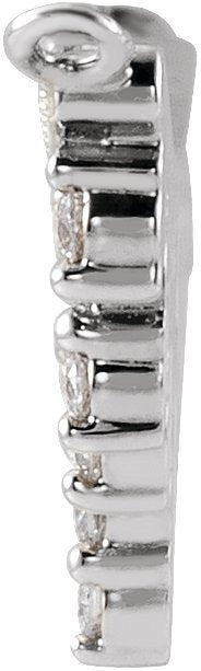 Platinum Round Natural Diamond Accented Bar Necklace II - view 2