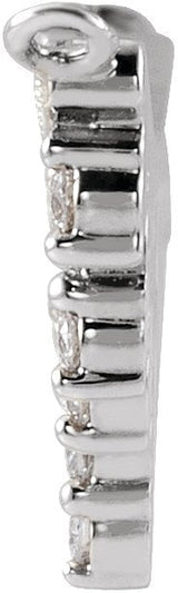 14K Gold Round Natural Diamond Accented Bar Necklace III - White Gold - view 2