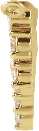 14K Gold Round Natural Diamond Accented Bar Necklace III - Yellow Gold - view 2