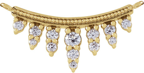 14K Gold Round Natural Diamond Accented Bar Necklace III - Yellow Gold
