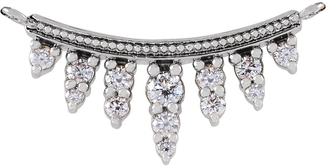 Platinum Round Natural Diamond Accented Bar Necklace II