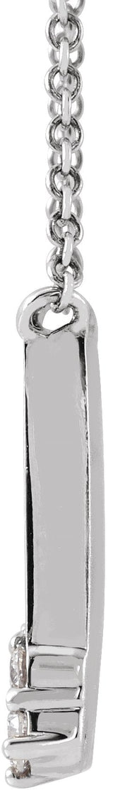 Platinum Round Natural Diamond Engravable Accented Necklace - view 2