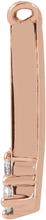 14K Gold Round Natural Diamond Engravable Accented Necklace - Rose Gold - view 2